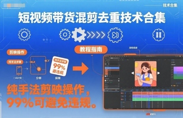 短视频带货混剪去重技术合集，纯手法剪映操作，99%可避免违规-创领云聚