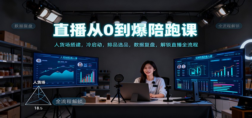 直播从0到爆陪跑课：人货场搭建，冷启动，排品选品，数据复盘，解锁直播全流程-创领云聚