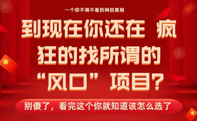 马上26年了，你还在找所谓的风口项目？别傻了，看完这个你全都懂了！【揭秘】-创领云聚
