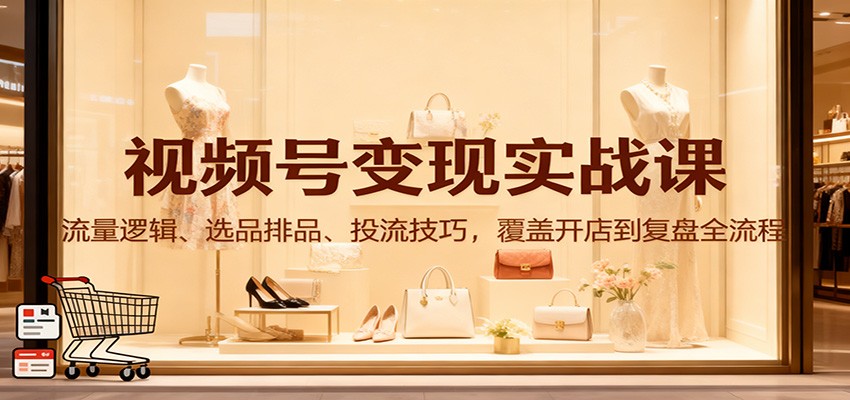 视频号变现实战课：流量逻辑、选品排品、投流技巧，覆盖开店到复盘全流程-创领云聚