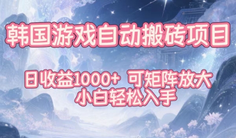 韩国游戏自动搬砖项目，日收益1k+，可矩阵放大，小白轻松入手【揭秘】-创领云聚