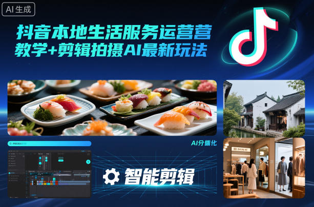 抖音本地生活服务运营教学+剪辑拍摄AI最新玩法-创领云聚