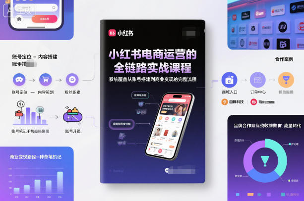 小红书电商运营的全链路实战课程，系统覆盖从账号搭建到商业变现的完整流程-创领云聚
