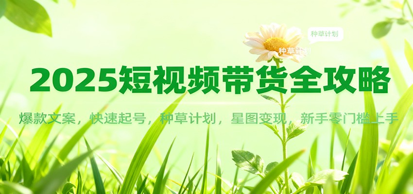 2025短视频带货全攻略：爆款文案，快速起号，种草计划，星图变现，新手零门槛上手-创领云聚