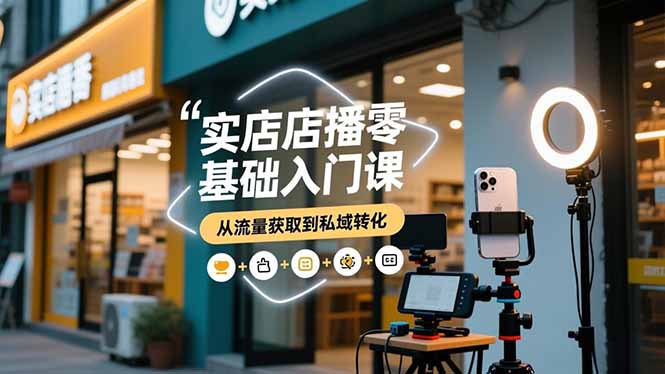 实体店播零基础入门课，实体店+短视频+直播+微信生态+私域社群，从流量获取到私域转化-创领云聚