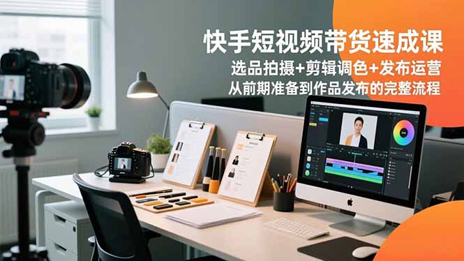 快手短视频带货速成课，选品拍摄+剪辑调色+发布运营，从前期准备到作品发布的完整流程-创领云聚