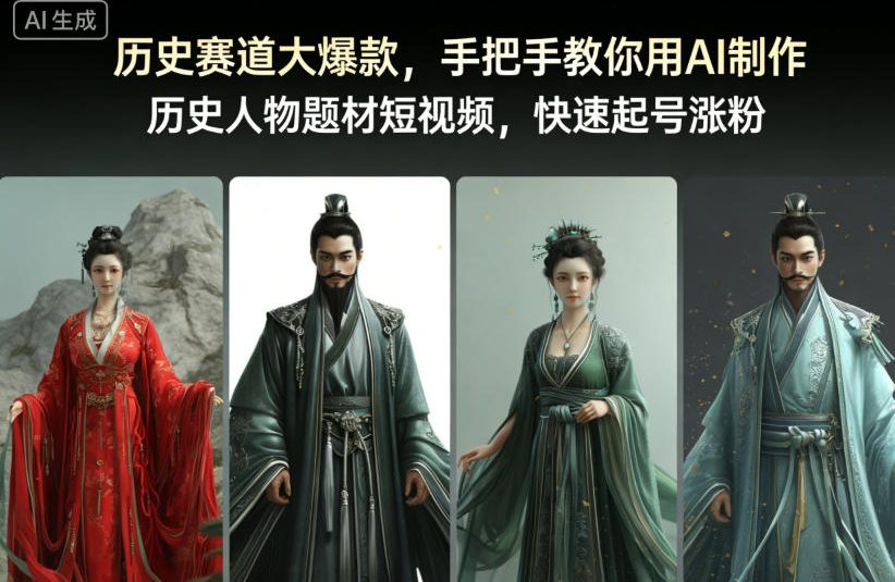 历史赛道大爆款，手把手教你用AI制作历史人物题材短视频，快速起号涨粉-创领云聚