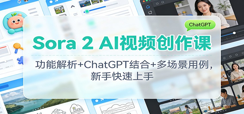 Sora 2 AI视频创作课：功能解析+ChatGPT结合+多场景用例，新手快速上手-创领云聚