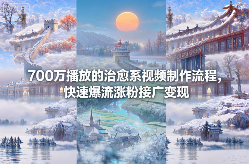 700万播放的治愈系视频制作流程，快速爆流涨粉接广变现-创领云聚