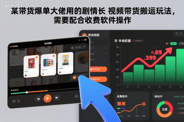 某带货爆单大佬用的剧情长视频带货搬运玩法，需要配合收费软件操作-创领云聚