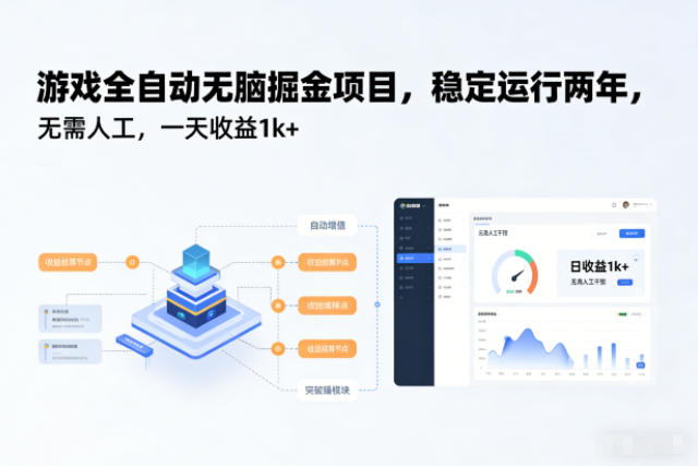 游戏全自动无脑掘金项目，稳定运行两年，无需人工，一天收益1k+【揭秘】-创领云聚
