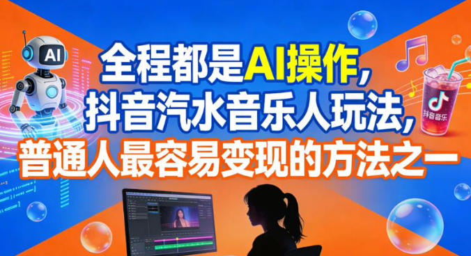 全程都是AI操作，抖音汽水音乐人玩法，普通人最容易变现的方法之一-创领云聚