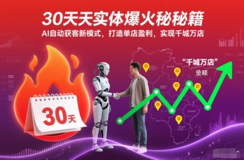 30天实体爆火秘籍，AI自动获客新模式，打造单店盈利，实现千城万店-创领云聚