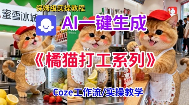 Coze扣子工作流一键生成胖橘猫打工短视频，保姆级实操搭建教学-创领云聚