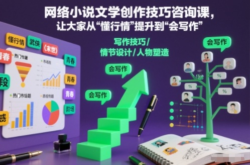 网络小说文学创作技巧咨询课，让大家从“懂行情”提升到”会写作”的高度-创领云聚