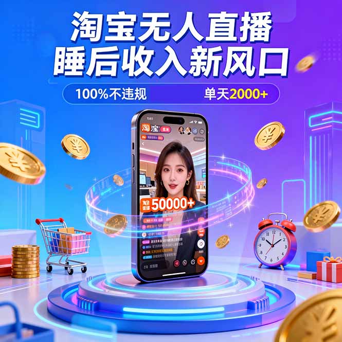 淘宝无人直播，不违规不封号，直播100小时卖了5万，年底旺季！-创领云聚