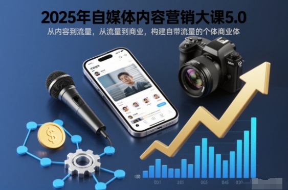 2025年自媒体内容营销大课5.0，从内容到流量，从流量到商业，构建自带流量的个体商业体-创领云聚