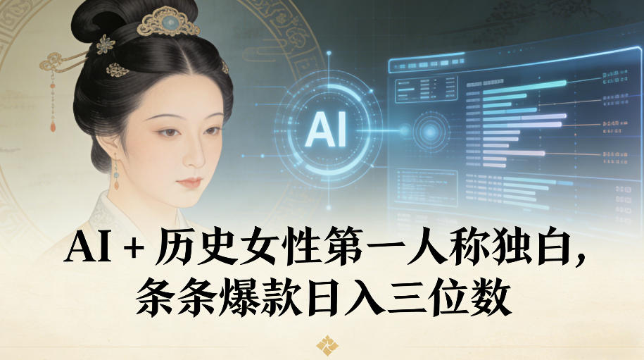 AI+历史女性第一人称独白，条条爆款日入三位数-创领云聚