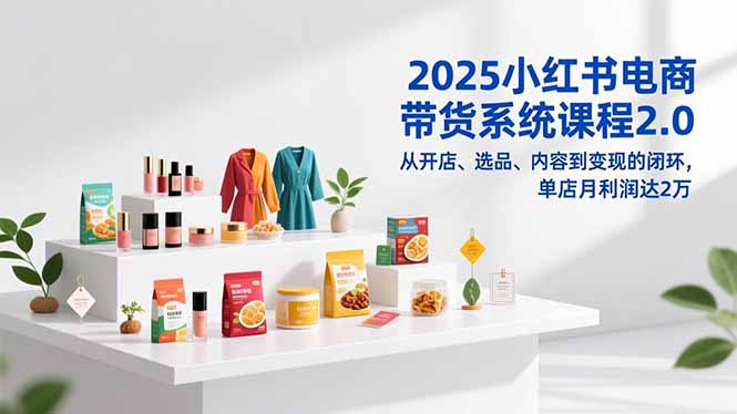 2025小红书电商带货系统课程2.0，从开店、选品、内容到变现的闭环，单店月利润达2万-创领云聚