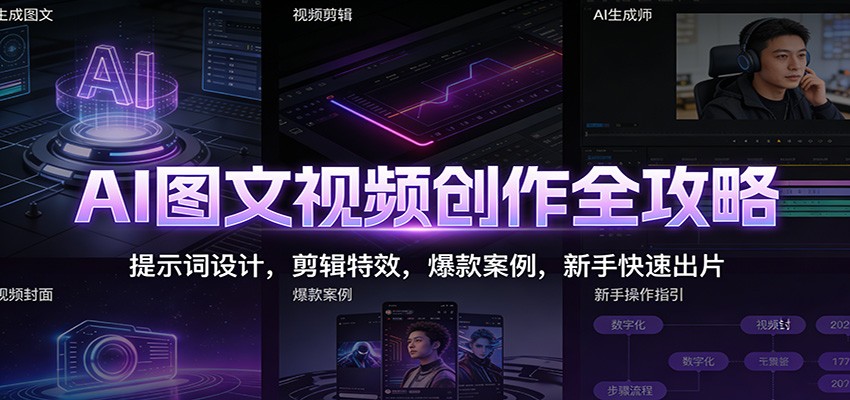 AI图文视频创作全攻略：提示词设计，剪辑特效，爆款案例，新手快速出片-创领云聚