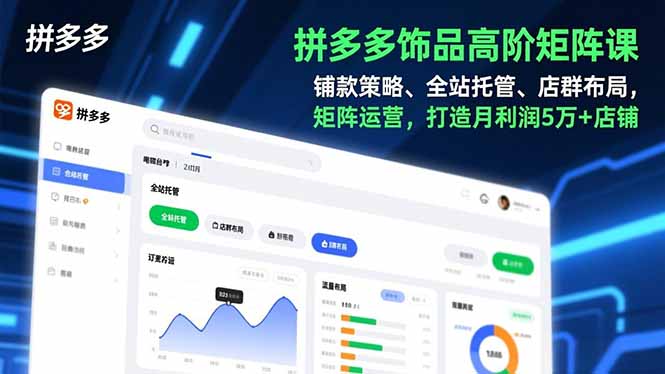 拼多多饰品高阶矩阵课，铺款策略、全站托管、店群布局，矩阵运营，打造月利润5万+店铺-创领云聚