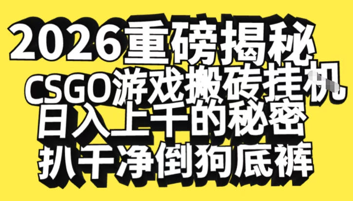 2026开年重磅解密，CSGO游戏搬砖挂G日入1k+的秘密，把倒狗的底裤扒干【揭秘】-创领云聚