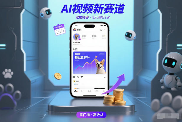 AI视频新赛道，宠物播客仅注册5天涨粉2W，收益非常可观-创领云聚
