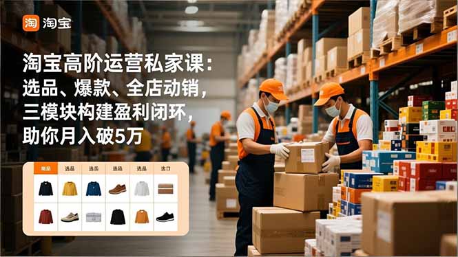 淘宝高阶运营私家课：选品、爆款、全店动销，三模块构建盈利闭环，助你月入破5万(更新12月-创领云聚