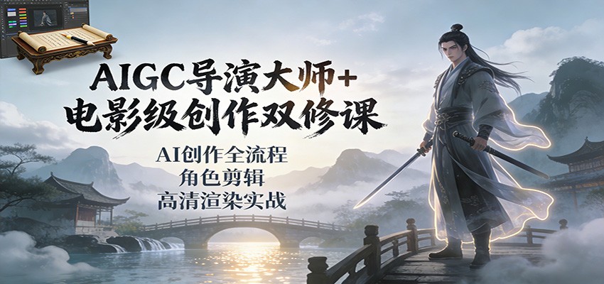 AIGC导演大师+电影级创作双修课：AI创作全流程、角色剪辑、高清渲染实战-创领云聚