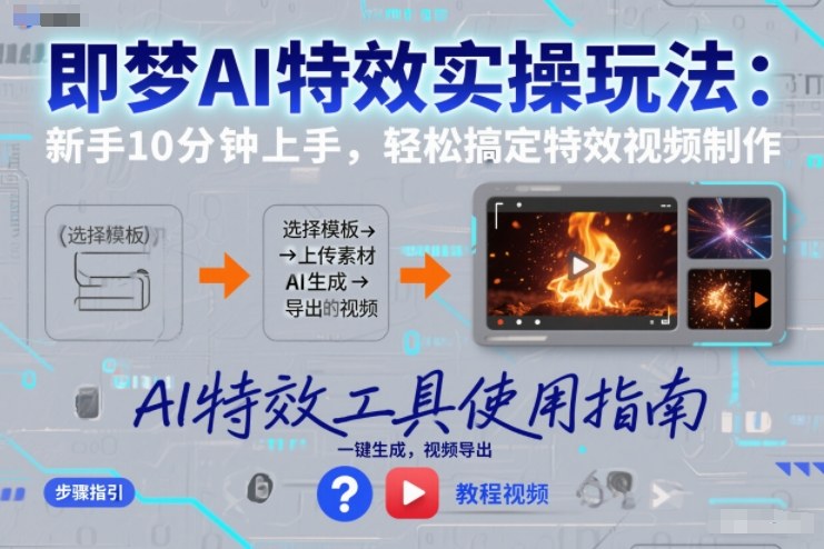 即梦AI特效实操玩法：新手10分钟上手，轻松搞定特效视频制作-创领云聚