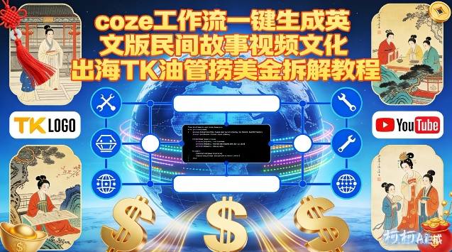 Coze扣子工作流一键生成英文版民间故事视频，文化出海TK油管捞美金拆解教程-创领云聚