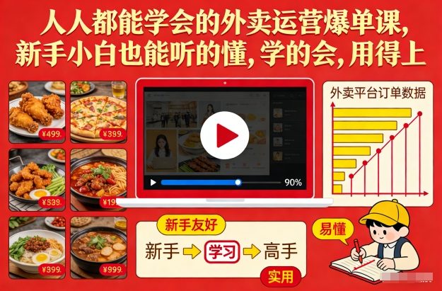 人人都能学会的外卖运营爆单课，新手小白也能听的懂，学的会，用得上-创领云聚