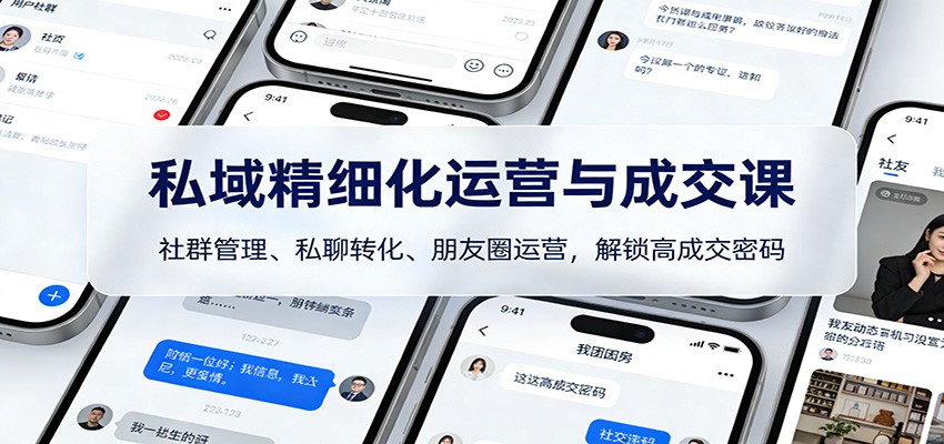 私域精细化运营与成交课：社群管理、私聊转化、朋友圈运营，解锁高成交密码-创领云聚