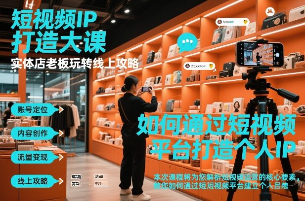 短视频ip打造大课，实体店老板玩转线上攻略-创领云聚