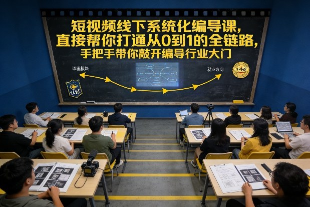 短视频线下系统化编导课，直接帮你打通从0到1的全链路，手把手带你敲开编导行业大门-创领云聚