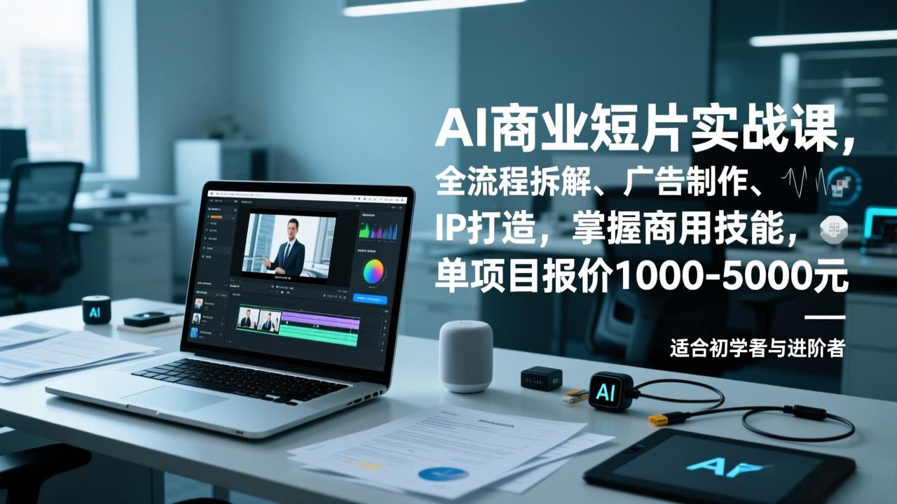AI商业短片实战课，全流程拆解、广告制作、IP打造，掌握商用技能，单项目报价1000-5000元-创领云聚
