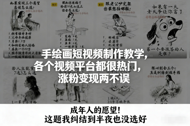 手绘画短视频制作教学，各个视频平台都很热门，涨粉变现两不误-创领云聚