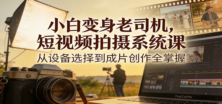 小白变身老司机，短视频拍摄系统课，从设备选择到成片创作全掌握-创领云聚