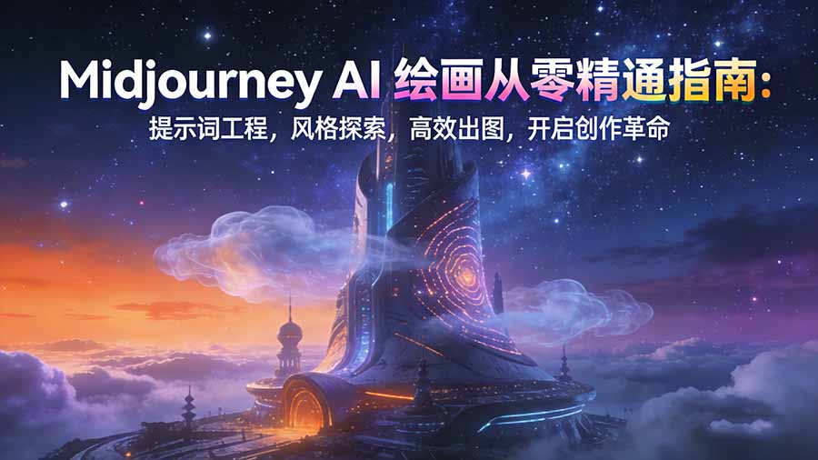 Midjourney AI绘画从零精通指南：提示词工程，风格探索，高效出图，开启创作革命-创领云聚