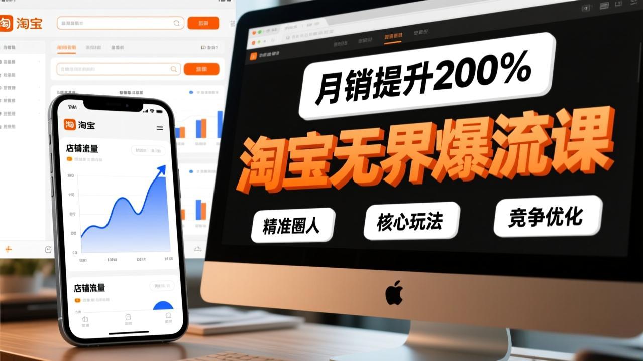 淘宝无界爆流课，精准圈人、核心玩法、竞争优化，快速引爆店铺流量，月销提升200%-创领云聚