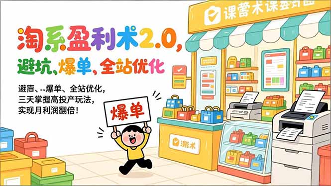 淘系盈利术2.0，避坑、爆单、全站优化，三天掌握高投产玩法，实现月利润翻倍！-创领云聚