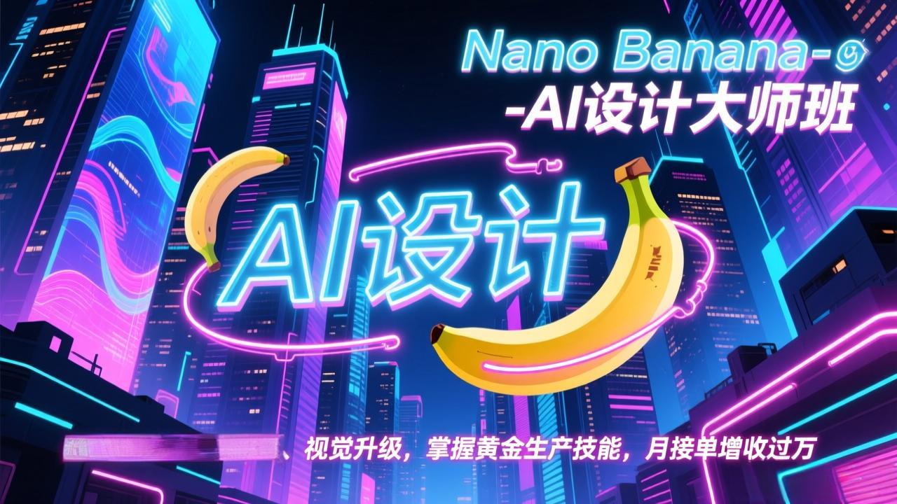Nano Banana-AI设计大师班，修图合成、广告创作、视觉升级，掌握黄金生产技能，月接单增收过万-创领云聚