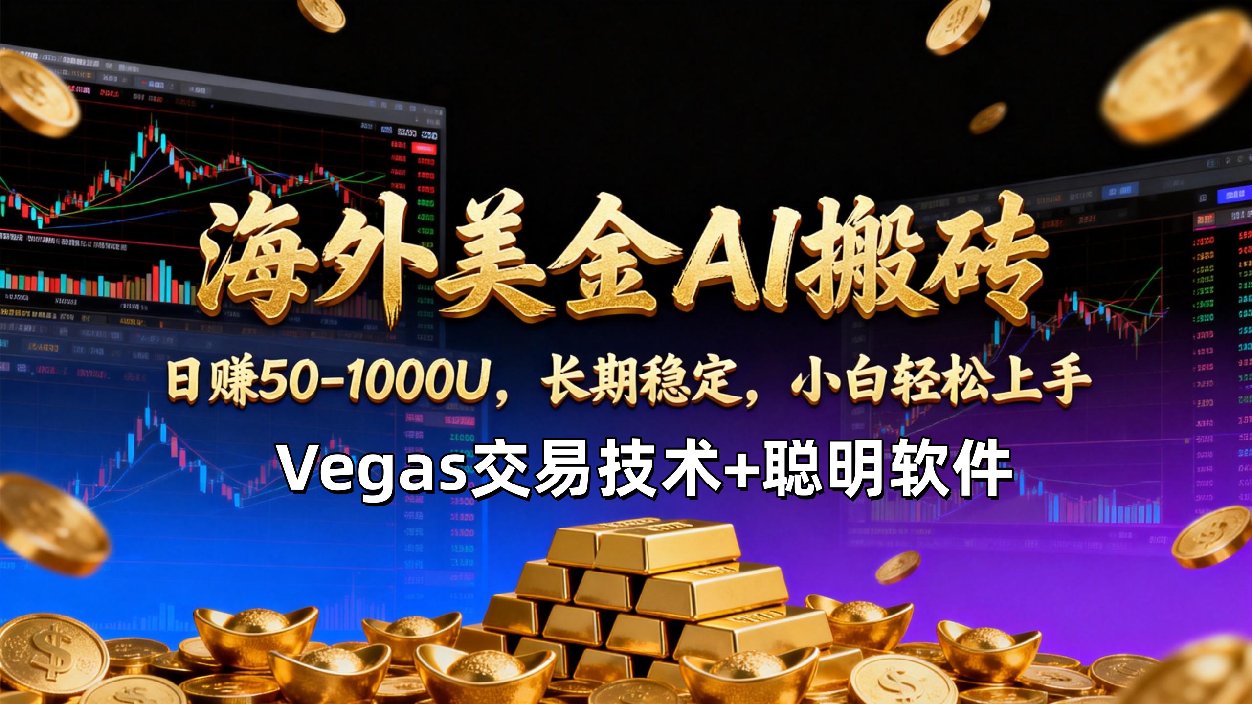 【海外美金AI搬砖】Vegas交易技术+聪明软件，日赚50-1000U，长期稳定，小白轻松上手。-创领云聚
