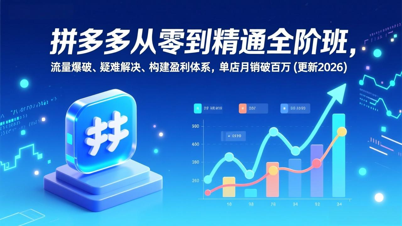 拼多多从零到精通全阶班，流量爆破、疑难解决，构建盈利体系，单店月销破百万(更新2026-创领云聚