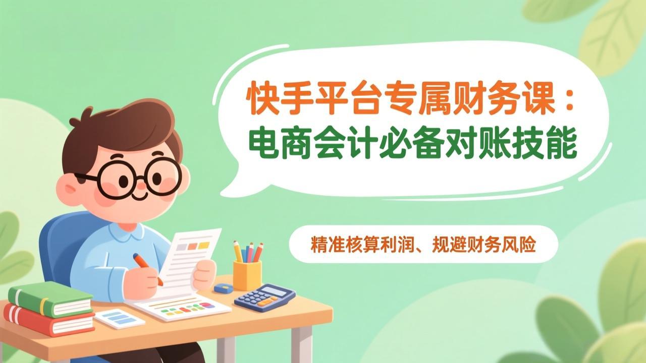 快手平台专属财务课：电商会计必备对账技能，精准核算利润、规避财务风险-创领云聚