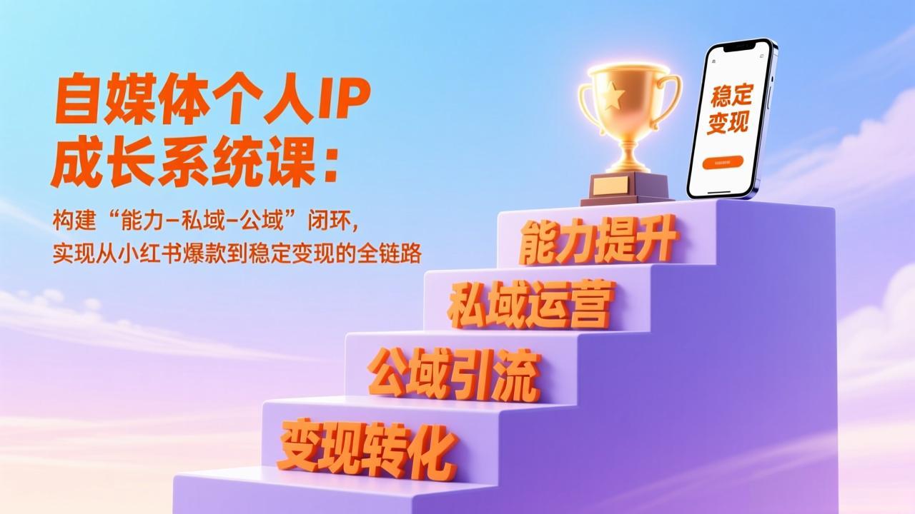 自媒体个人IP成长系统课：构建“能力-私域-公域”闭环，实现从小红书爆款到稳定变现的全链路-创领云聚