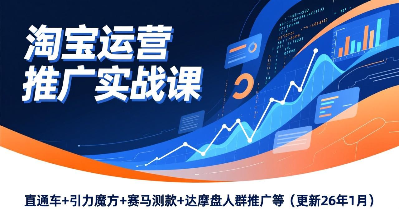 淘宝运营推广实战课，直通车+引力魔方+赛马测款+达摩盘人群推广等(更新26年1月-创领云聚