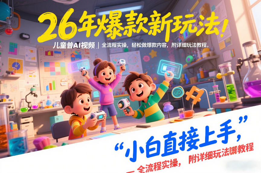 26年爆款新玩法，儿童科普AI视频，全流程实操，轻松做爆款内容，小白直接上手，附详细玩法教程-创领云聚