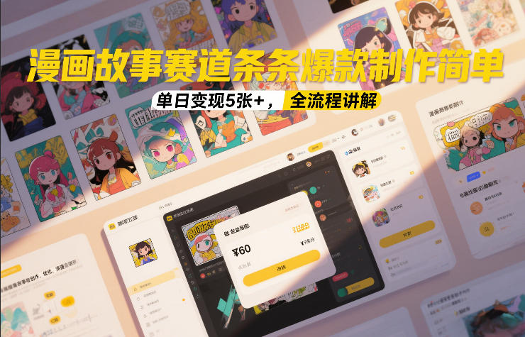 漫画故事赛道条条爆款制作简单，单日变现5张+，全流程讲解-创领云聚