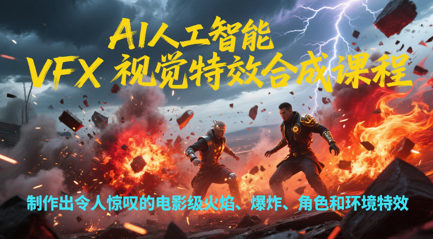 AI人工智能VFX视觉特效合成课程，制作出令人惊叹的电影级火焰、爆炸、角色和环境特效-创领云聚